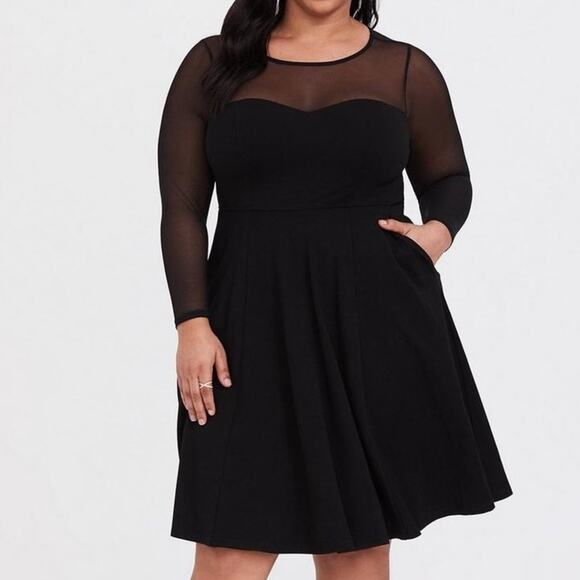 torrid Dresses & Skirts - Torrid Black Mini Studio Luxe Ponte And Mesh Illusion Dress 18 NWT 11791671